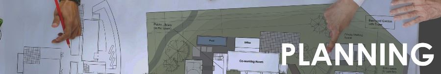 "Planning" with image of plans being reviewed