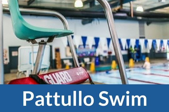 "Pattullo Swim" graphic icon with image of pool