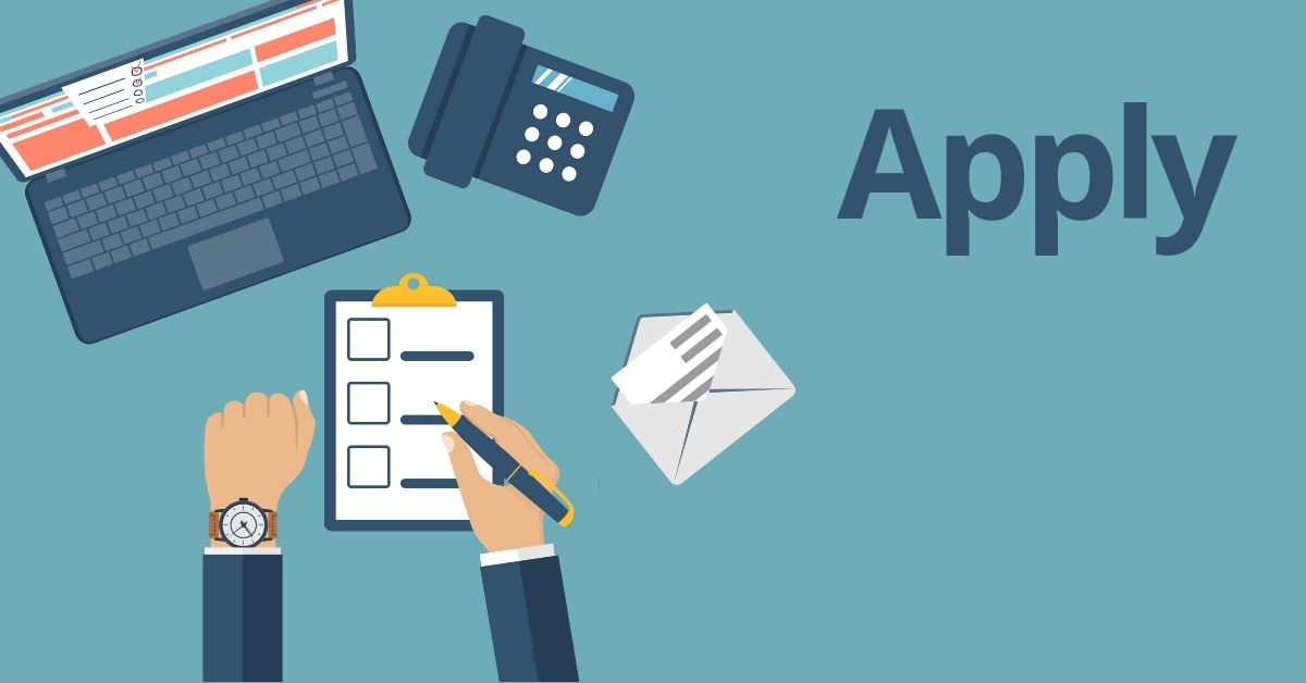 "Apply" Graphic image of computer and application
