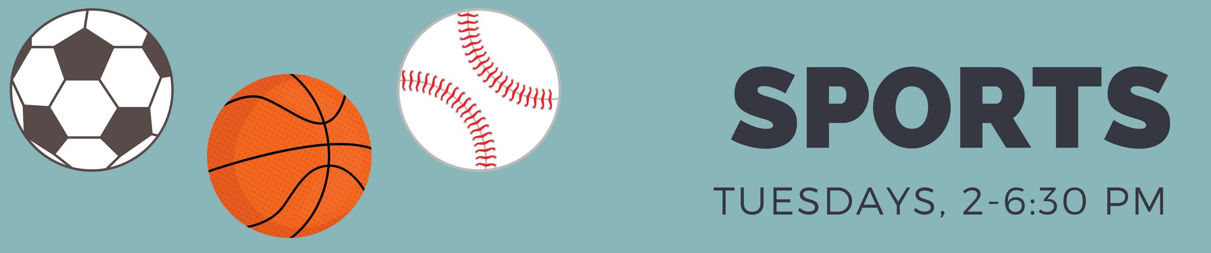 Sports banner with images of sports balls